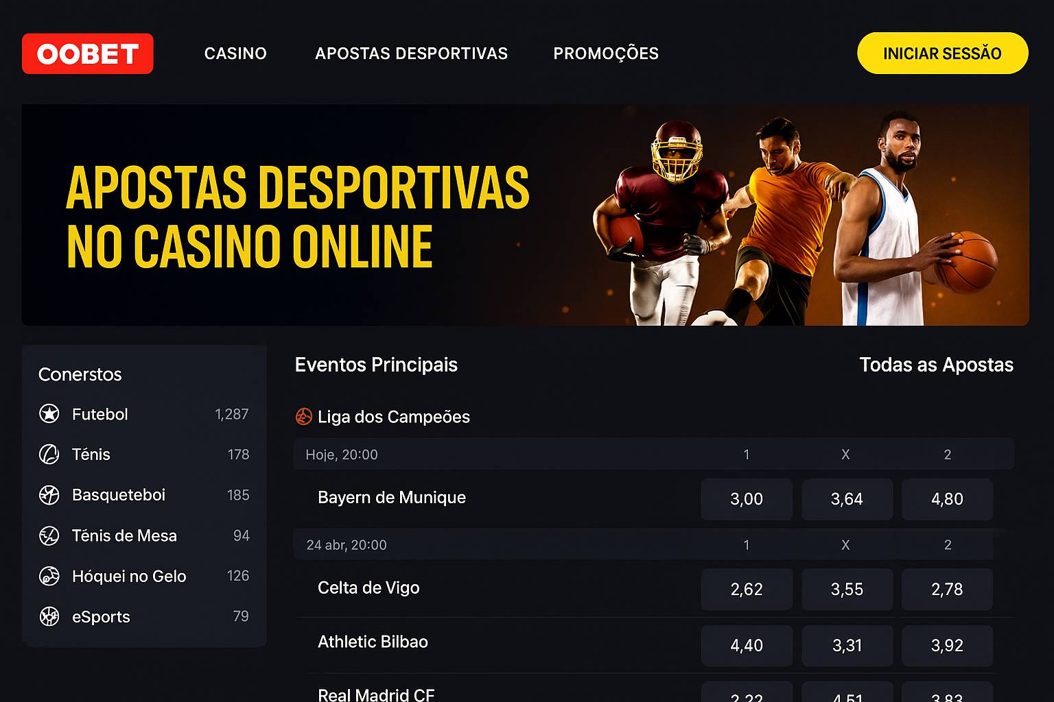 Apostas esportivas no cassino online OOBET